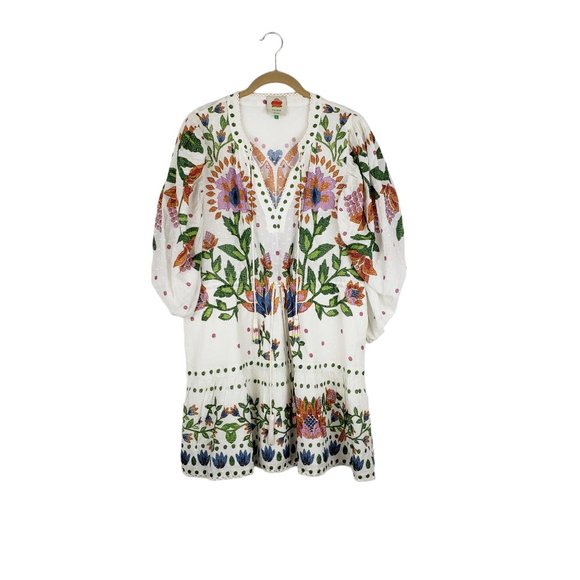 FARM Rio Dresses & Skirts - Farm Rio womens Large Summer Garden embroidered cotton mini dress